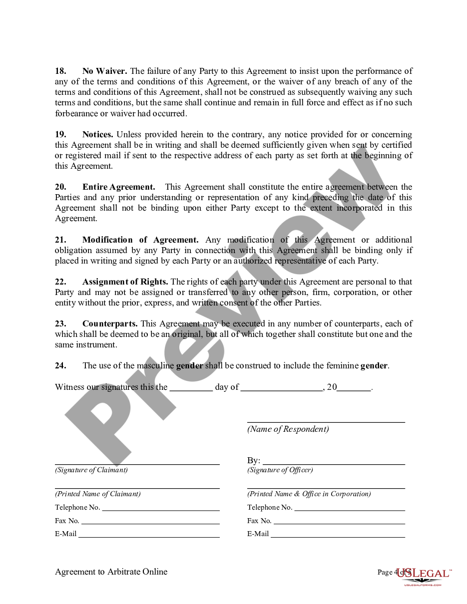 page 3 Agreement to Arbitrate Online preview