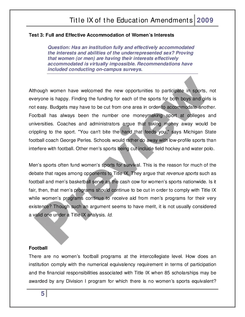 Preview Title IX of the Education Amendments - 2009