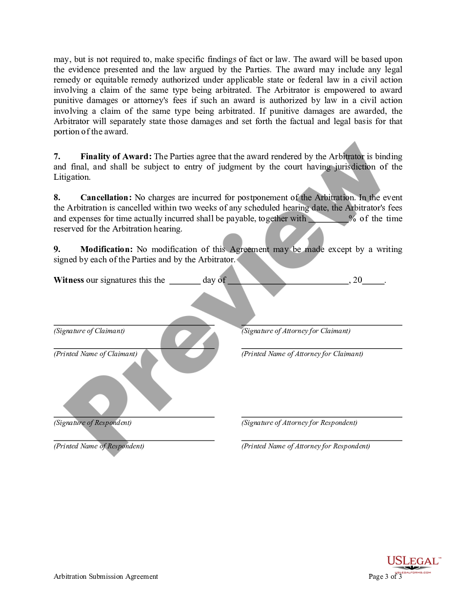 page 2 Arbitration Submission Agreement preview