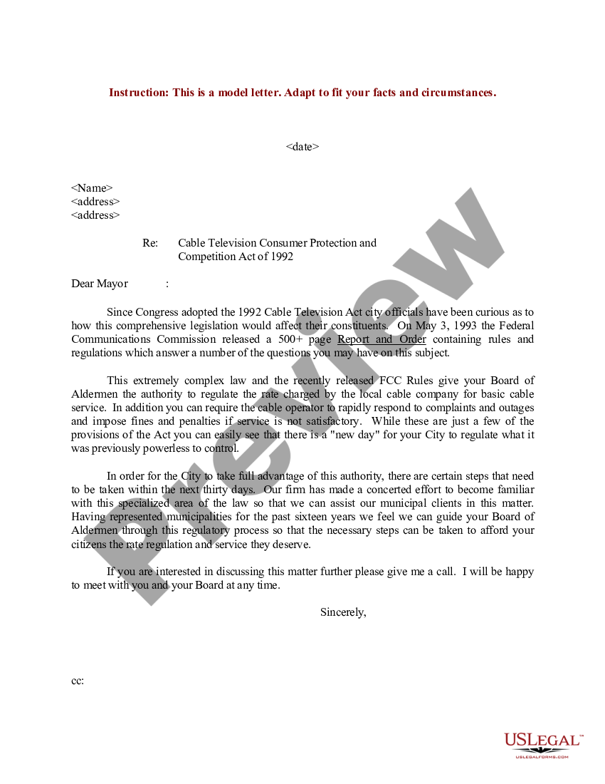 Suffolk New York Sample Letter To Mayor Federal Legislation Us