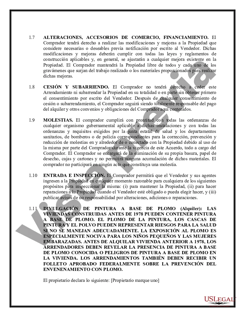 Preview Contrato de Arrendamiento y Compra Obligatoria de Bienes Inmuebles - Cláusula específica de ejecución