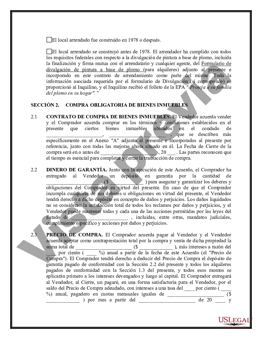 Preview Contrato de Arrendamiento y Compra Obligatoria de Bienes Inmuebles - Cláusula específica de ejecución