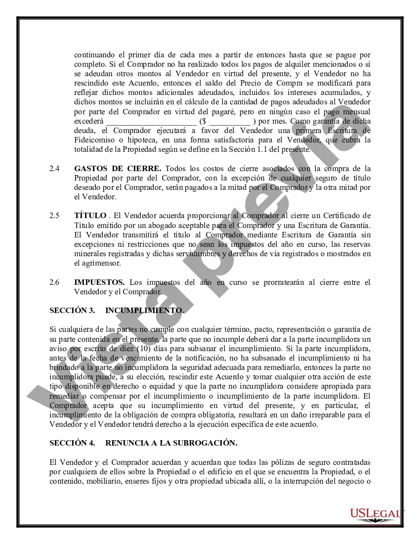 Preview Contrato de Arrendamiento y Compra Obligatoria de Bienes Inmuebles - Cláusula específica de ejecución