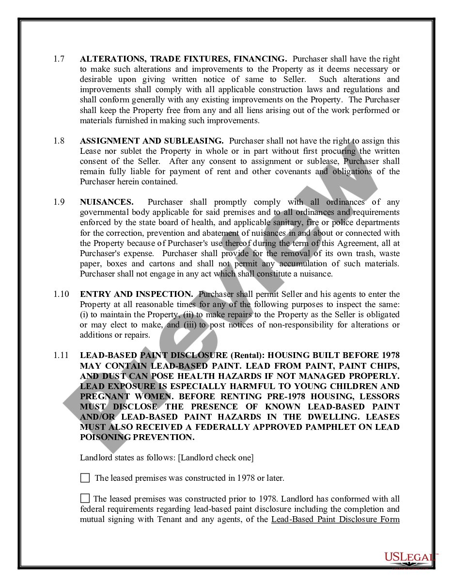 page 1 Contract for the Lease and Mandatory Purchase of Real Estate - Specific performance clause preview