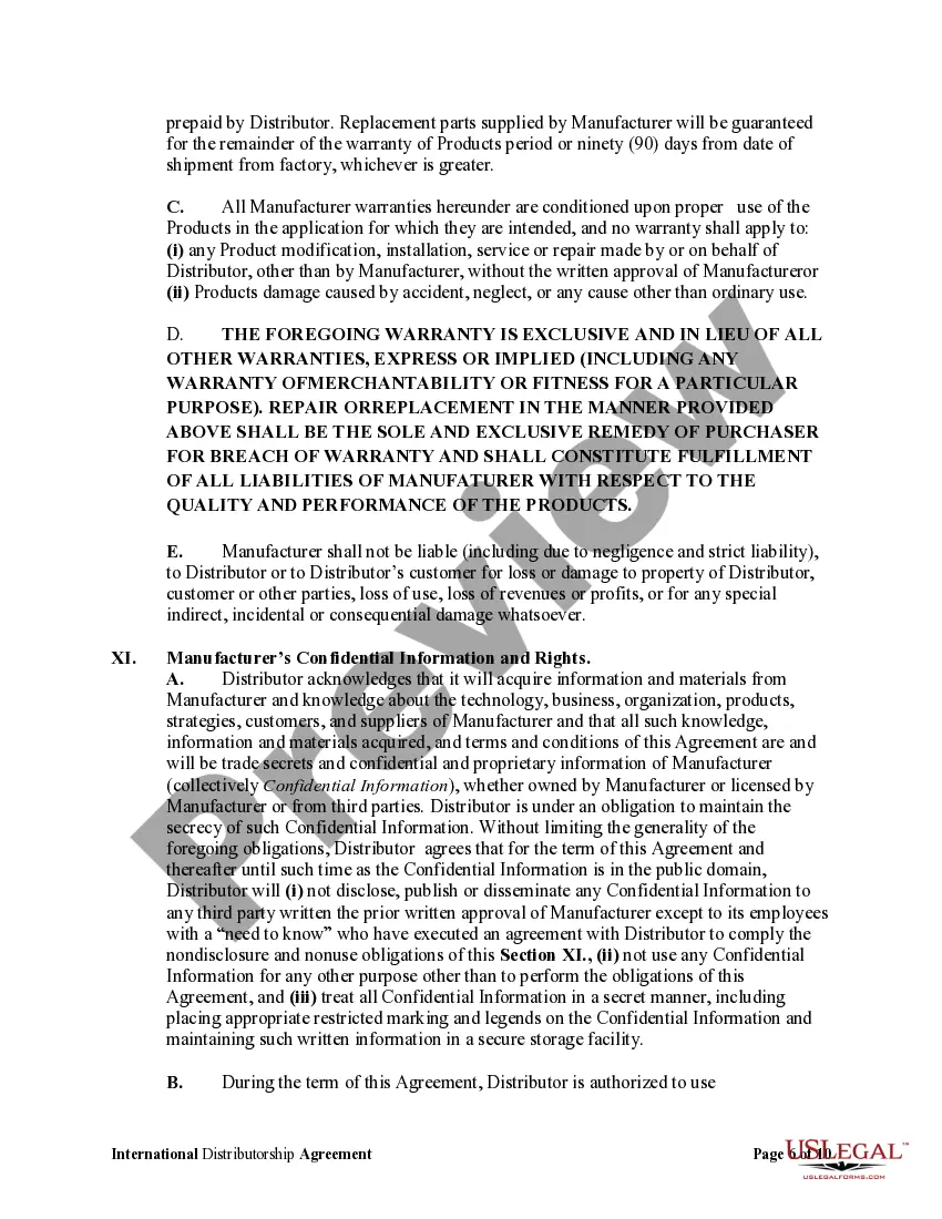 Get International Distributorship Agreement Between US Manufacturer and Foreign Distributor Preview International Distributorship Agreement Between US Manufacturer and Foreign Distributor
