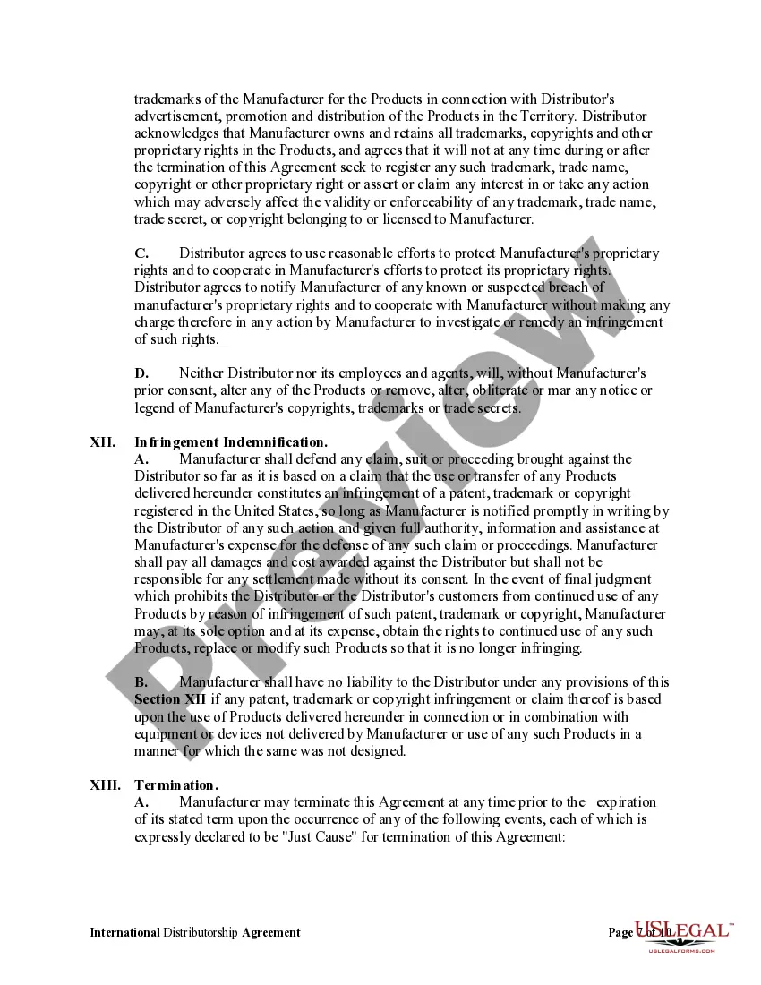 Get International Distributorship Agreement Between US Manufacturer and Foreign Distributor Preview International Distributorship Agreement Between US Manufacturer and Foreign Distributor