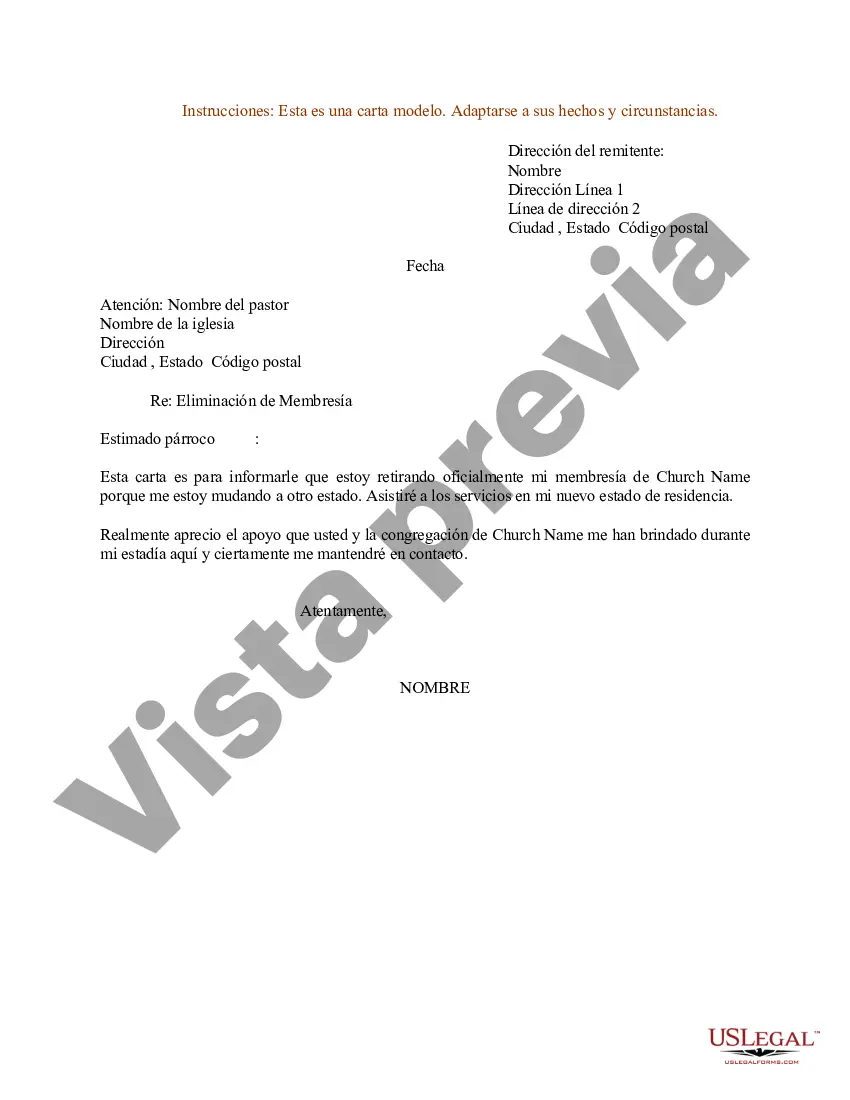Preview Ejemplo de carta para la eliminación de la membresía de la iglesia