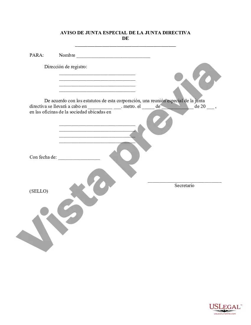 Preview Aviso de Reunión Extraordinaria de la Junta Directiva - Resoluciones Corporativas