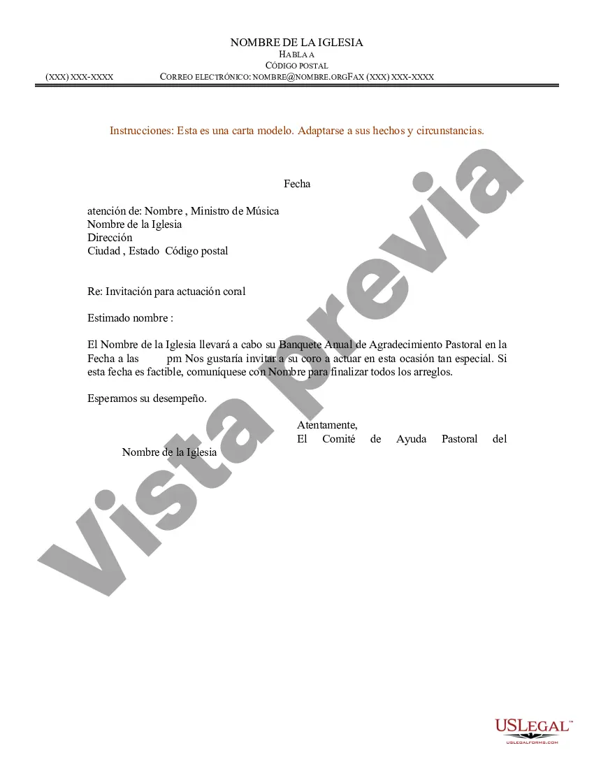 Preview Ejemplo de carta de invitación para la presentación del coro