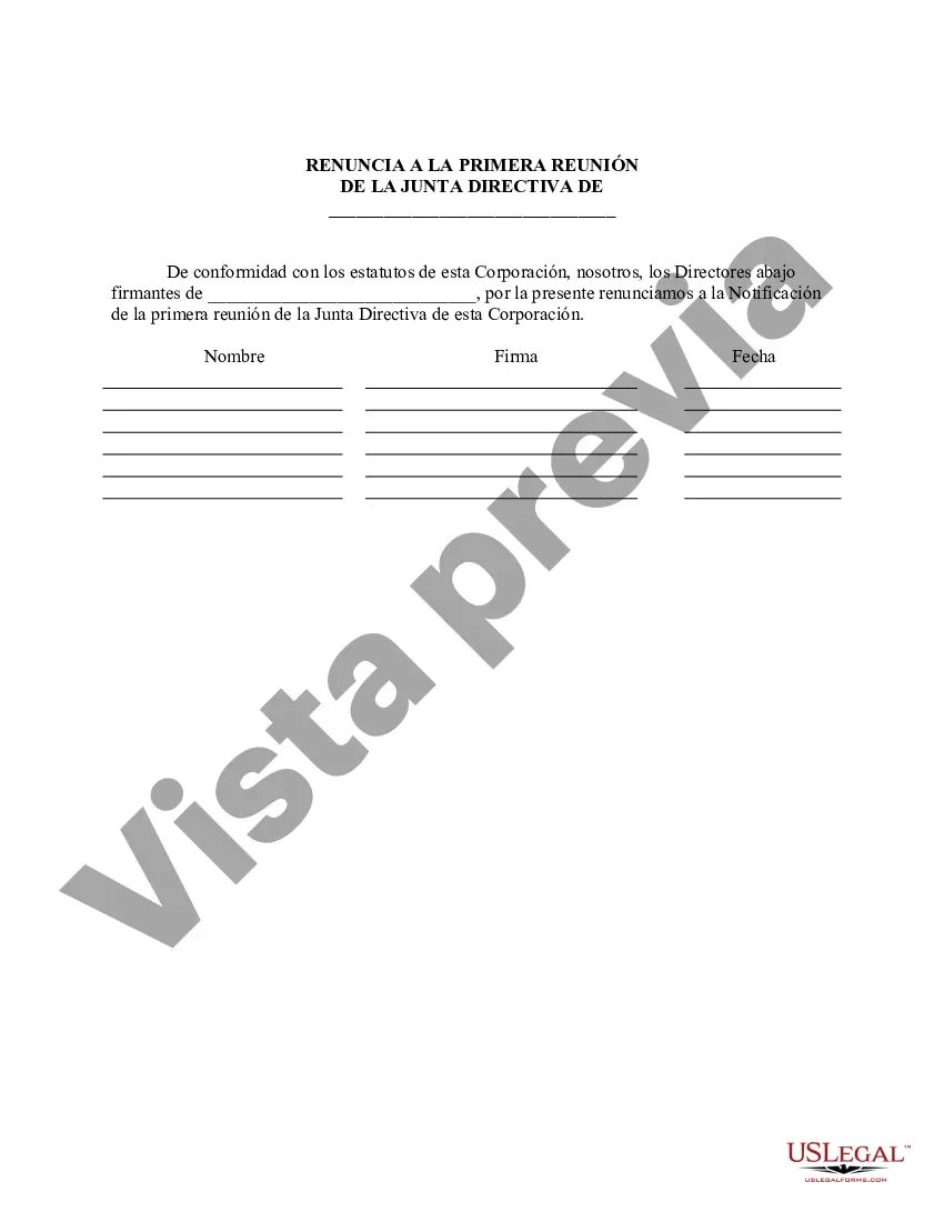 Preview Renuncia a la 1ª Reunión de la Junta Directiva - Resoluciones Corporativas