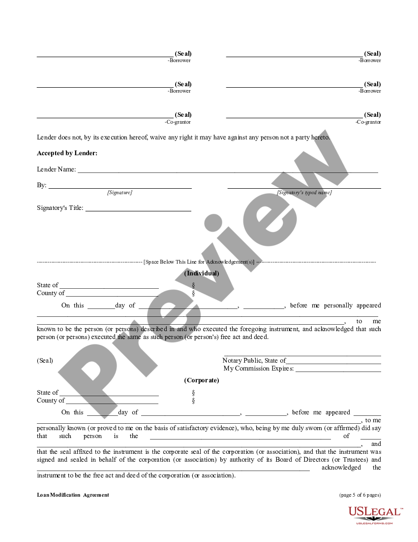 Change or Modification Agreement of Deed of Trust | US Legal Forms