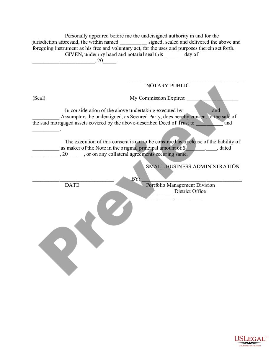 page 2 Assumption Agreement of SBA Loan preview