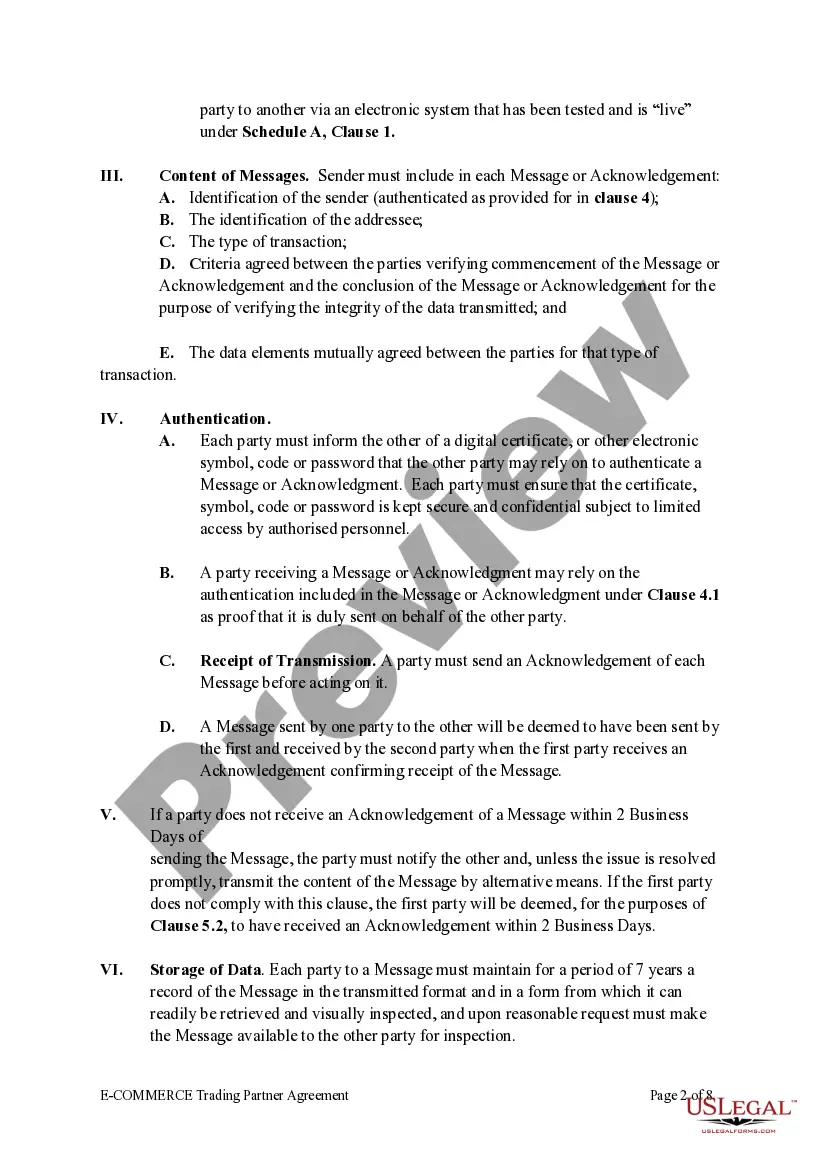 Get E-Commerce Trading Partner Agreement Preview E-Commerce Trading Partner Agreement