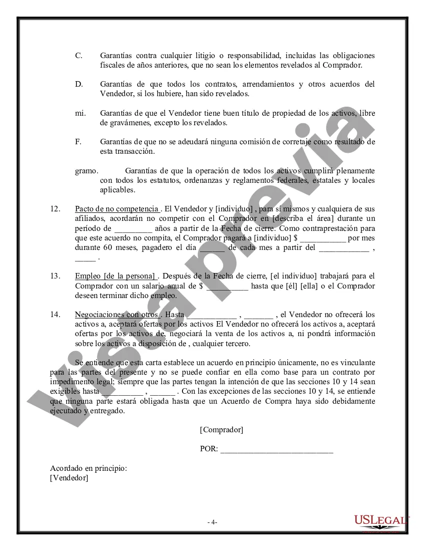 Preview Carta sobre venta de activos - Transacción de compra de activos