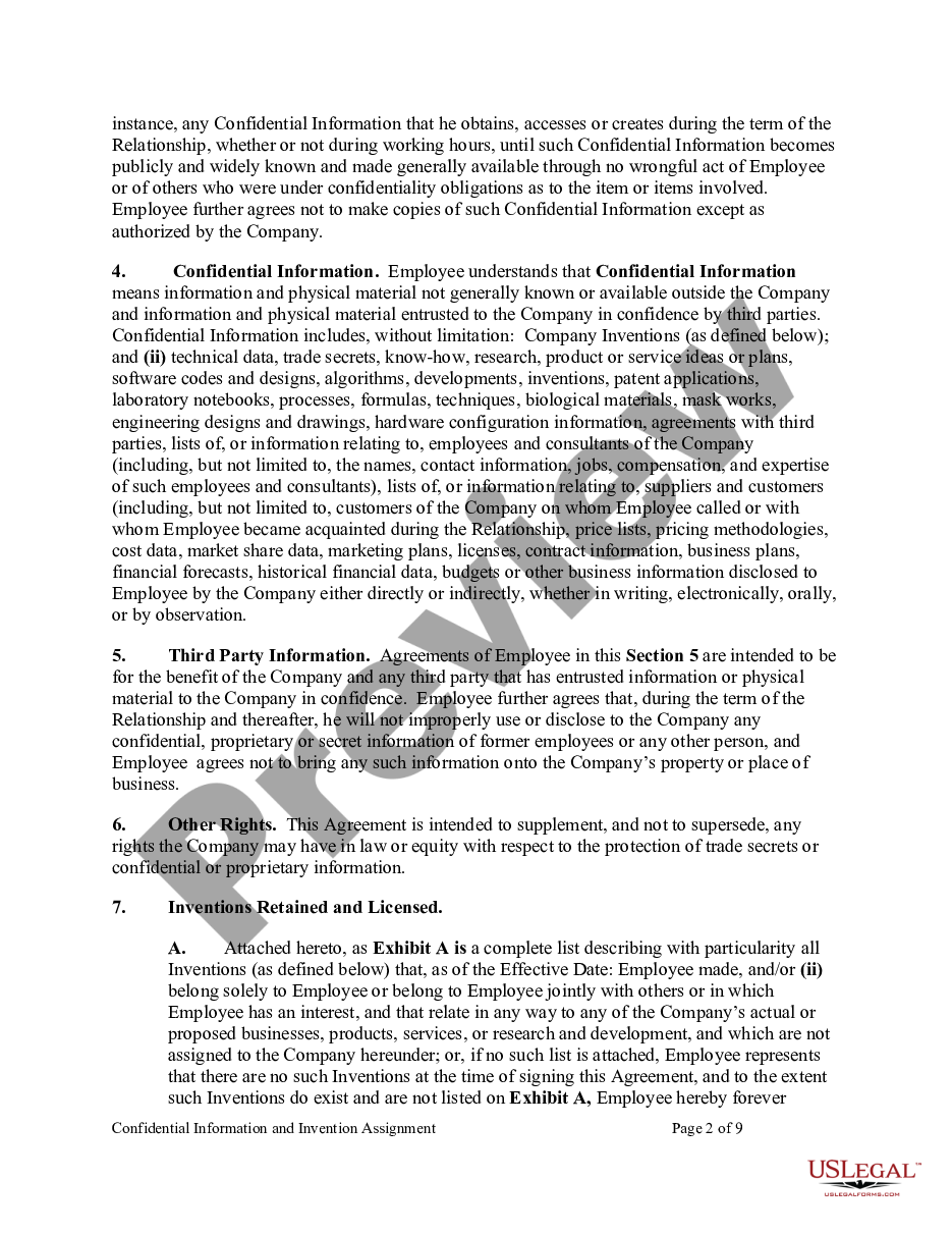 page 1 Confidential Information and Invention Assignment preview