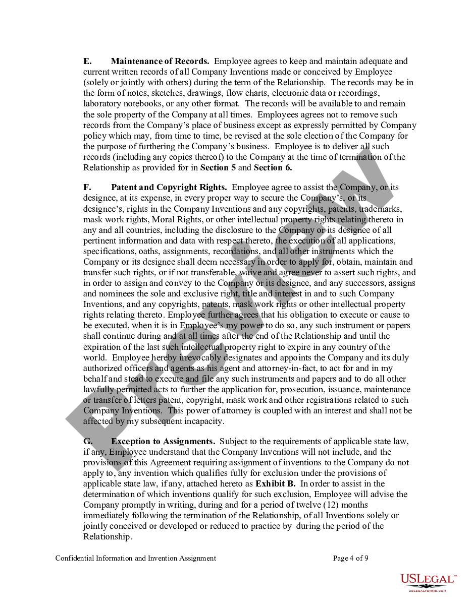 page 3 Confidential Information and Invention Assignment preview