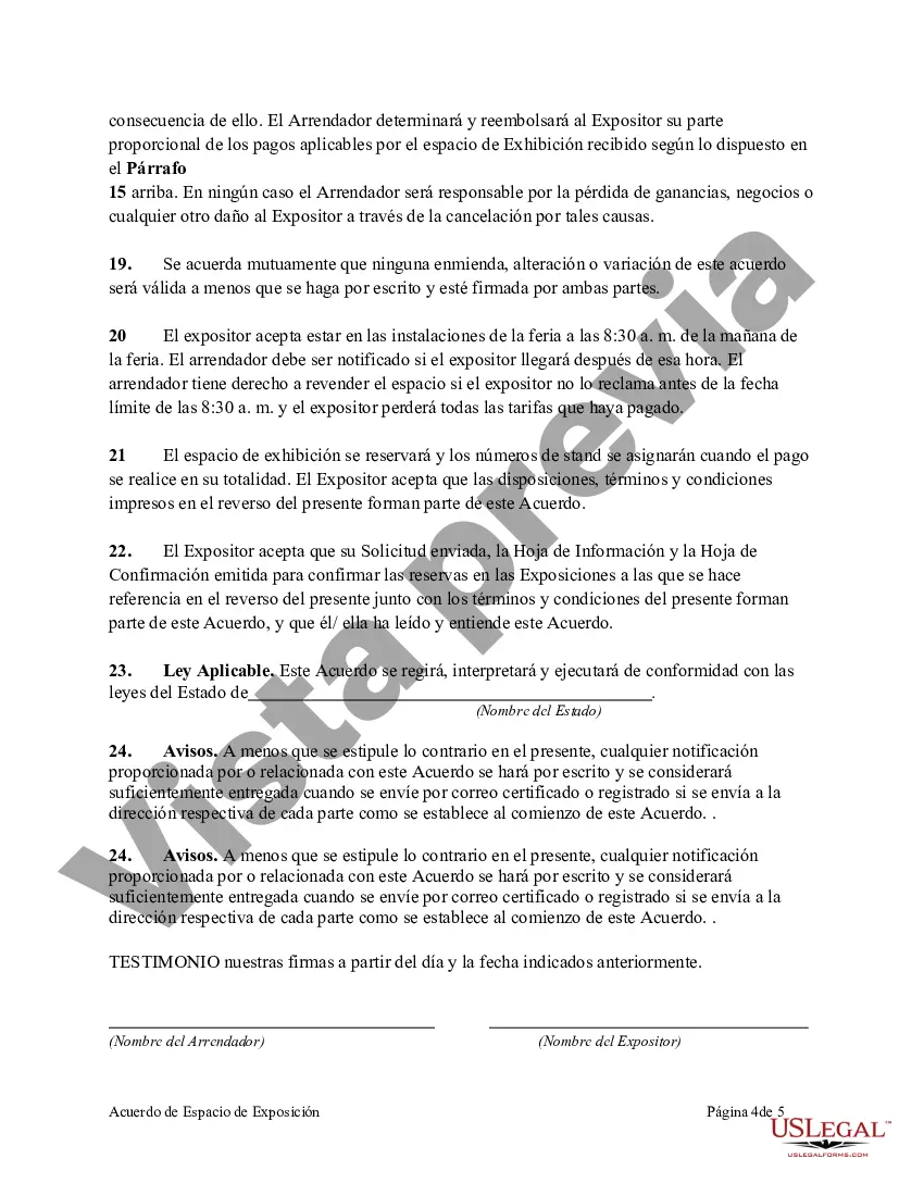 Preview Acuerdo de espacio de exhibición