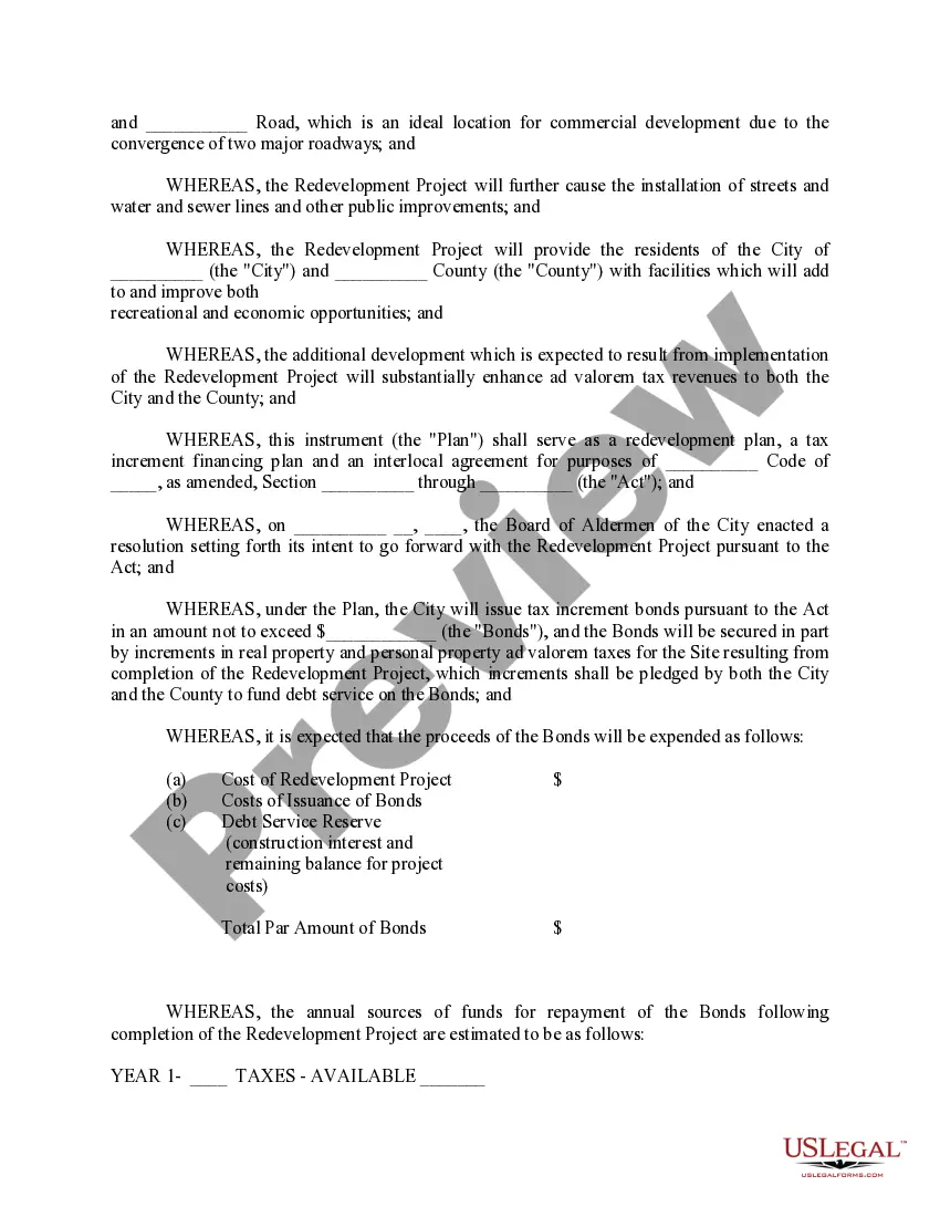 Get Redevelopment and Tax Increment Financing Plan and Interlocal Agreement to Implement Plan Preview Redevelopment and Tax Increment Financing Plan and Interlocal Agreement to Implement Plan