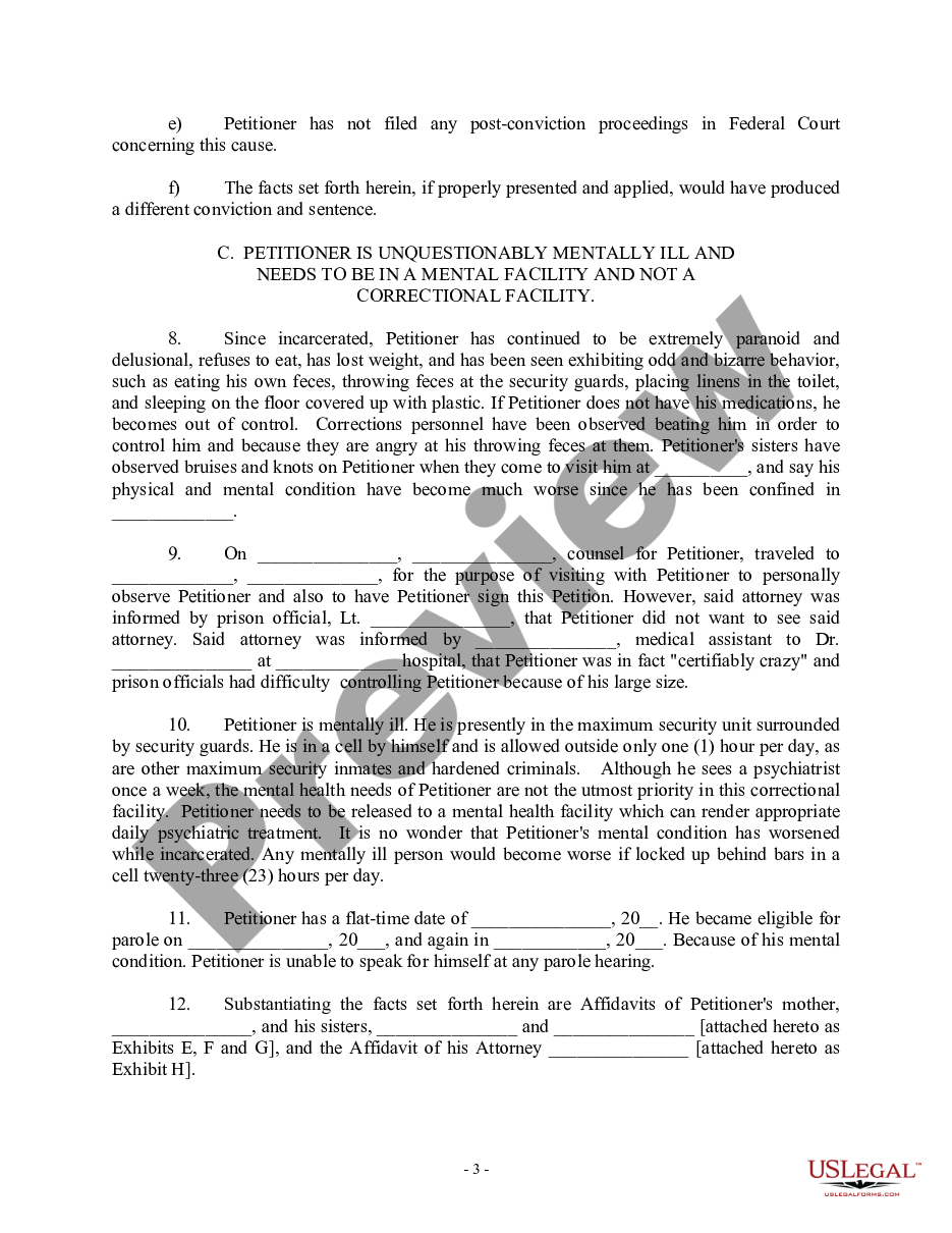 page 2 Petition for Writ of Habeas Corpus by a Person in State Custody preview