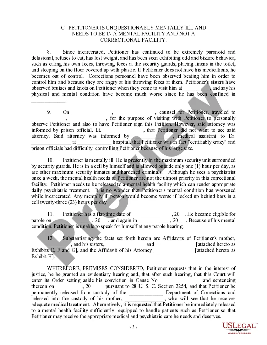 Get Petition for Writ of Habeas Corpus by a Person in State Custody Preview Petition for Writ of Habeas Corpus by a Person in State Custody