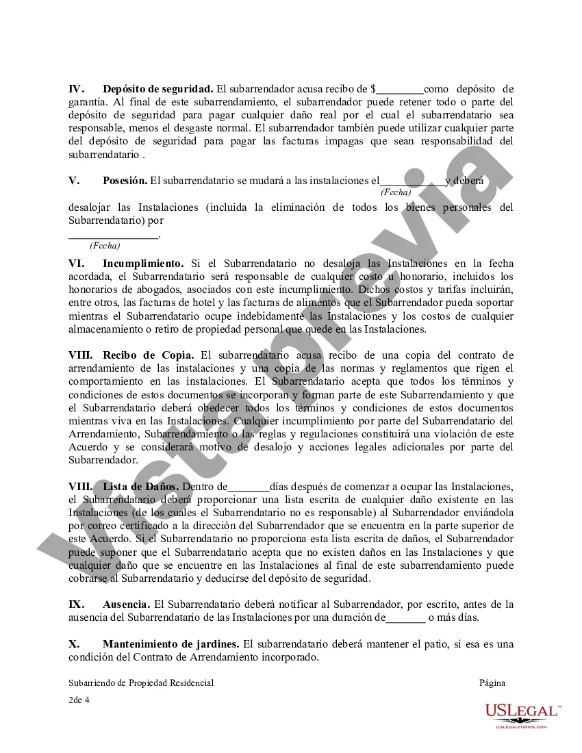 Preview Subarriendo de Propiedad Residencial