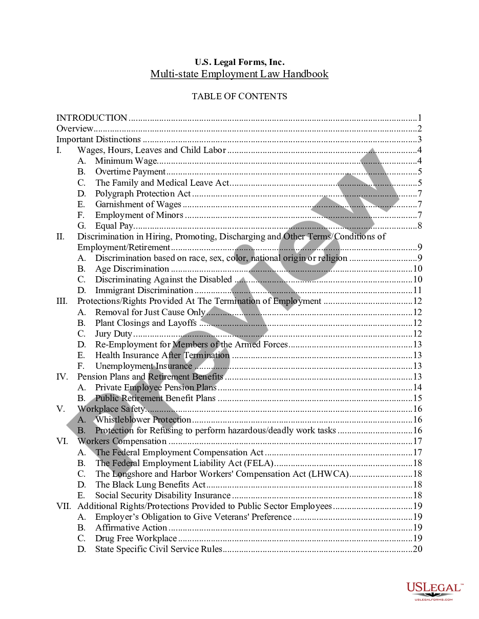 page 1 USLF Multistate Employment Law Handbook - Guide preview