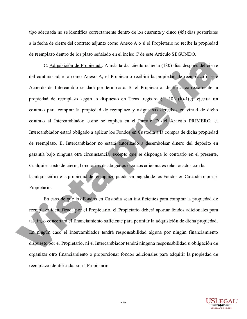 Preview Contrato de Intercambio de Bienes Inmuebles