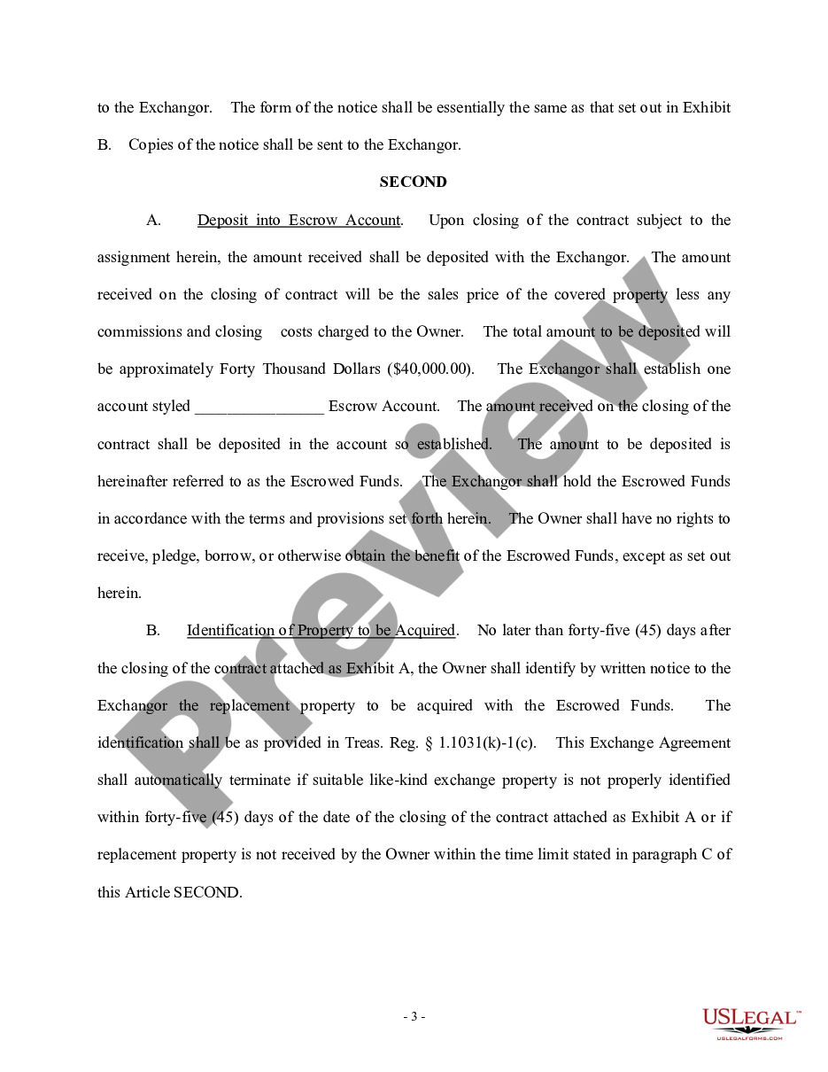 page 2 Exchange Agreement for Real Estate preview