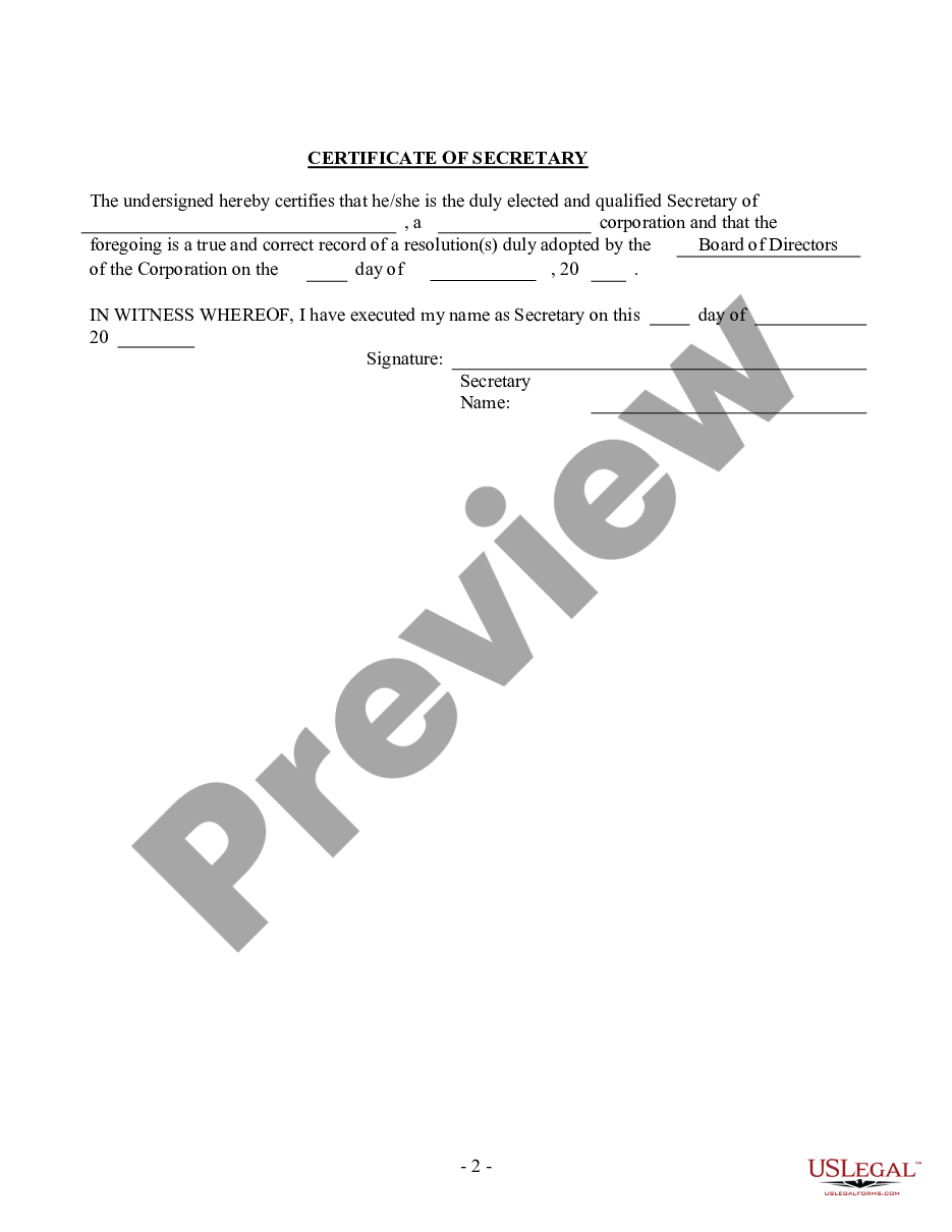 page 1 Defend Lawsuit - Resolution Form - Corporate Resolutions preview