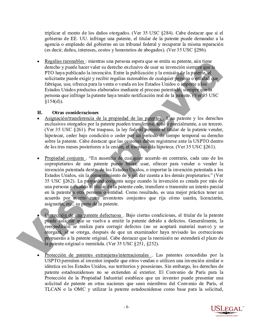 Preview USLF Multistate Patent and Trademark Law Handbook - Guía