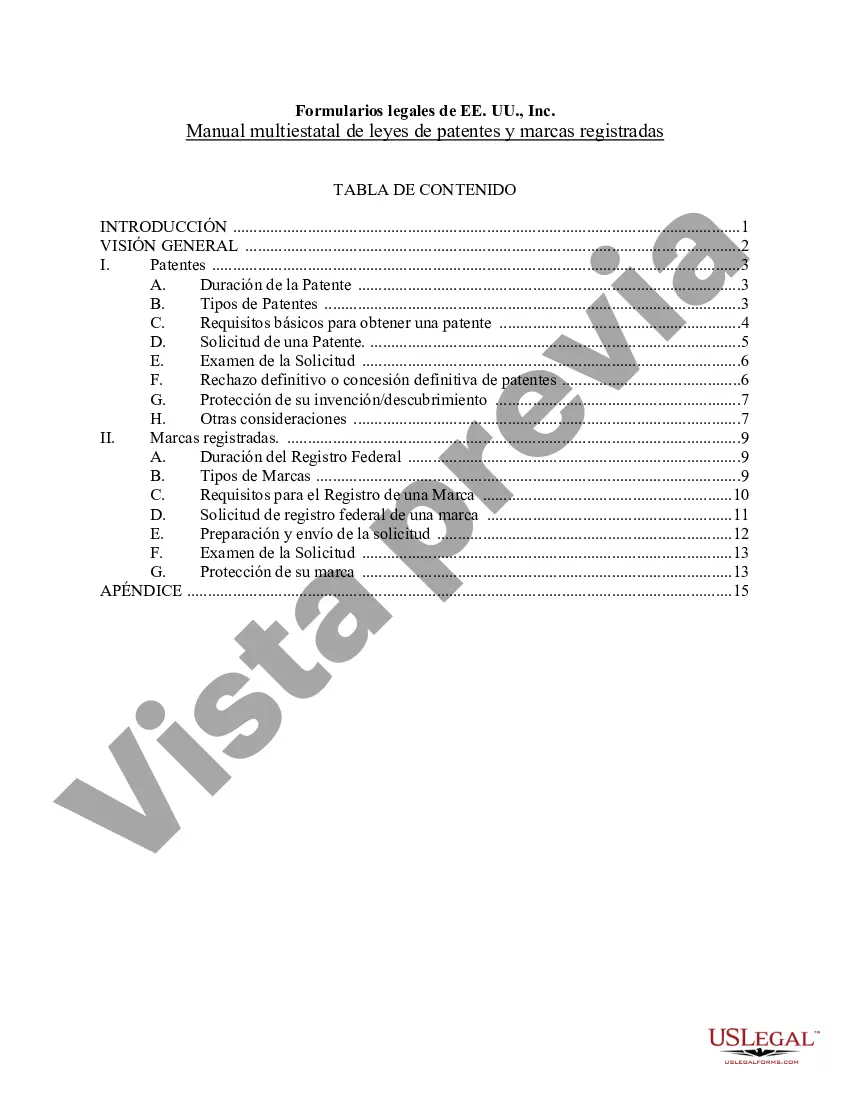 Preview USLF Multistate Patent and Trademark Law Handbook - Guía