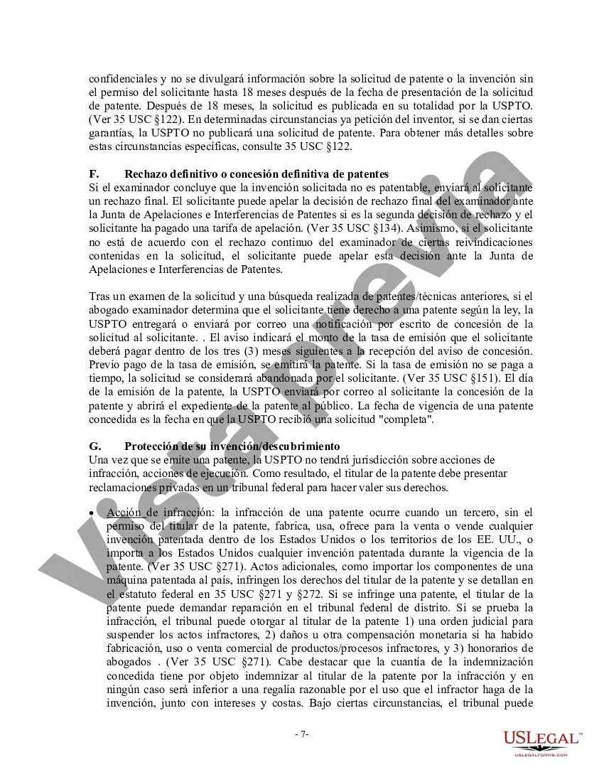 Preview USLF Multistate Patent and Trademark Law Handbook - Guía