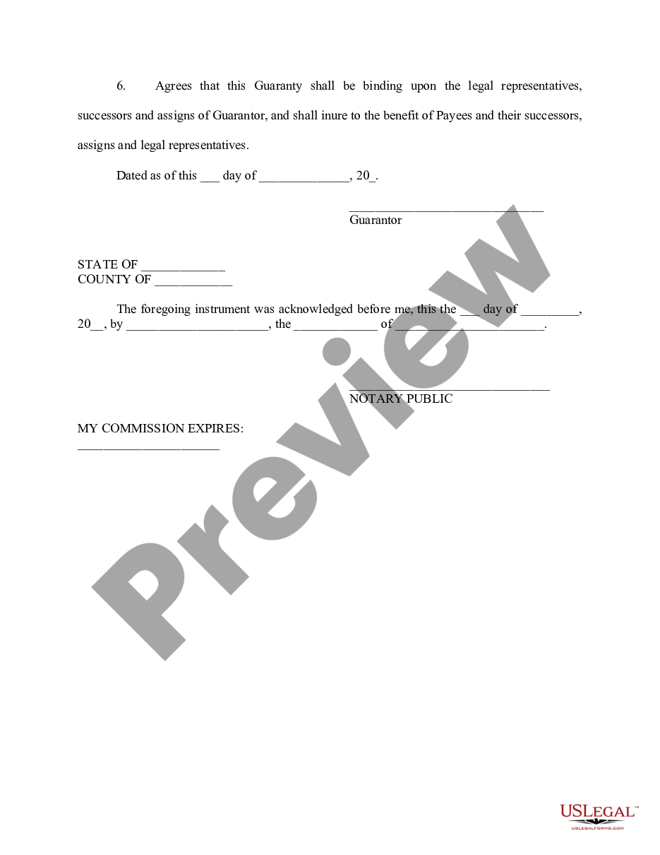 form Accounts Receivable - Guaranty preview