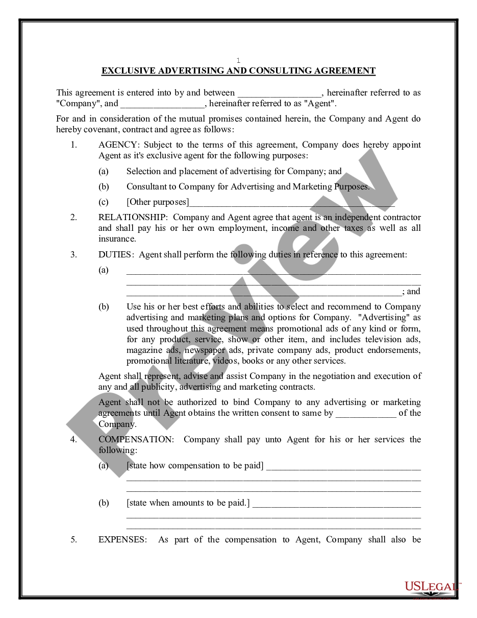 page 0 Advertising and Marketing Agreement preview