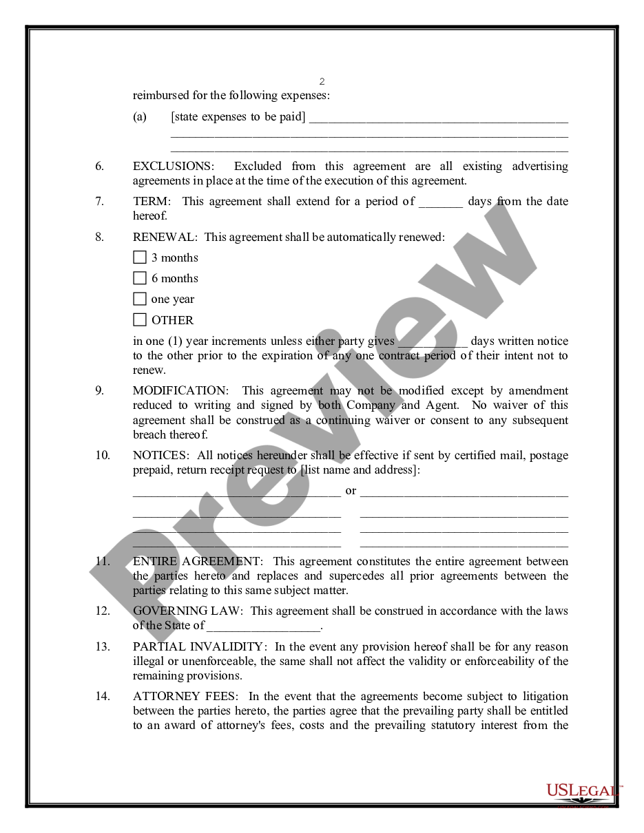 page 1 Advertising and Marketing Agreement preview