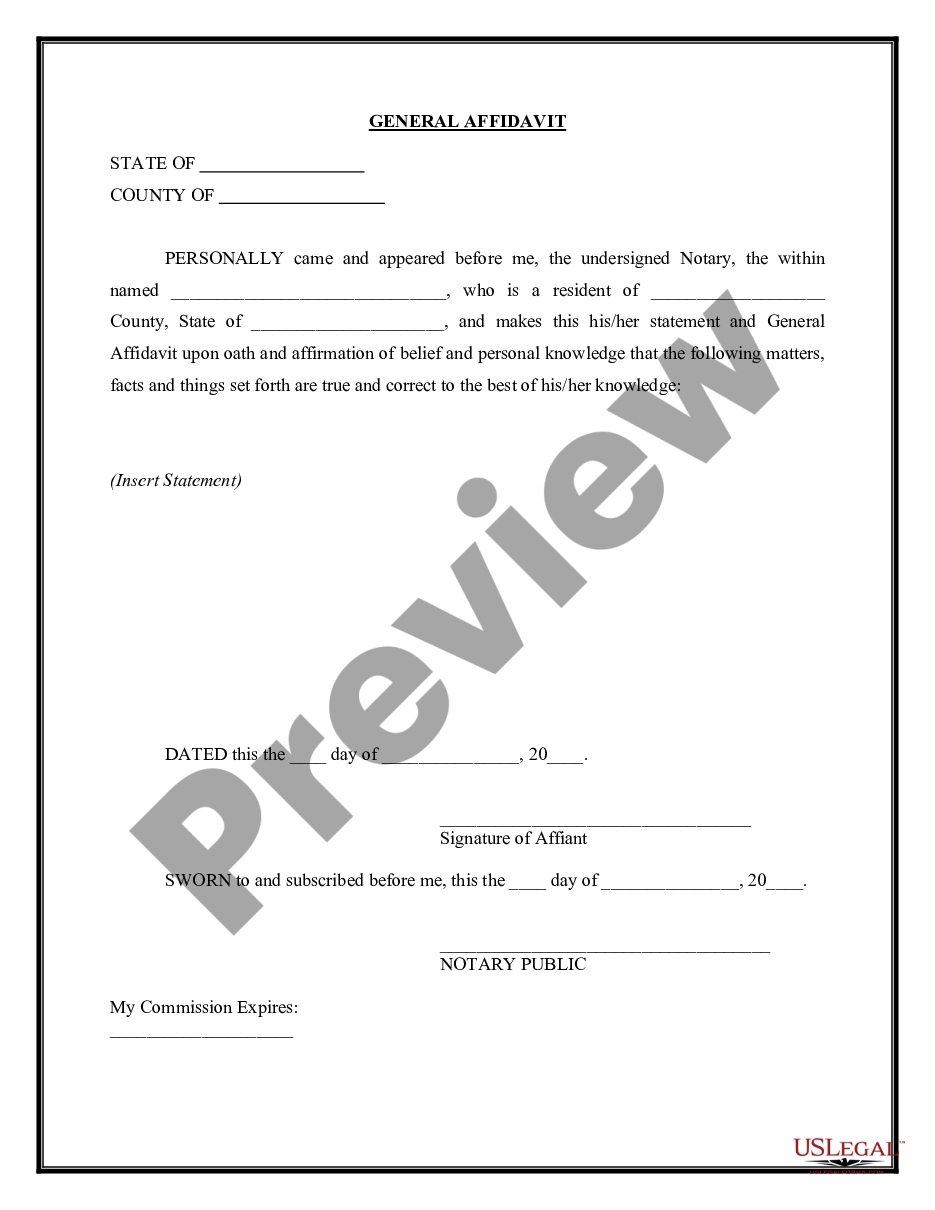form Affidavit - General preview