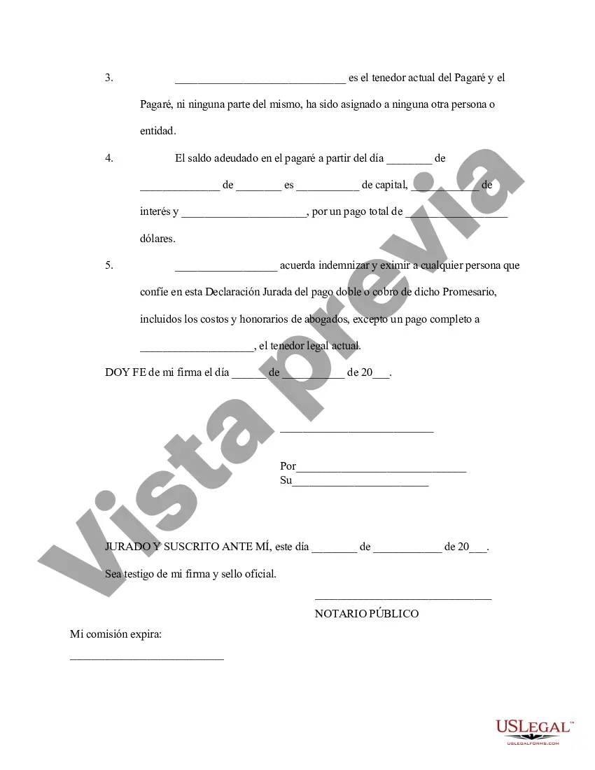 Preview Declaración Jurada de Pagaré Perdido