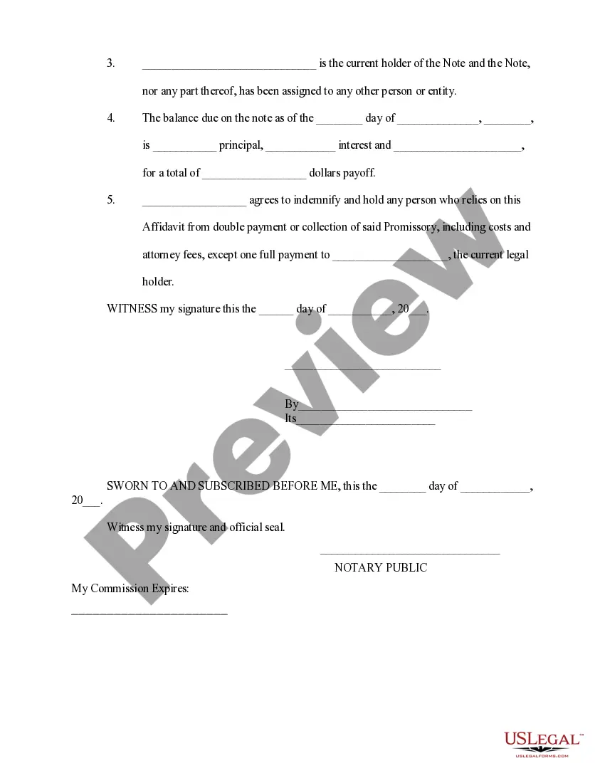Get Affidavit of Lost Promissory Note Preview Affidavit of Lost Promissory Note