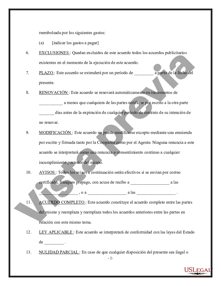 Preview Acuerdo de agencia - General