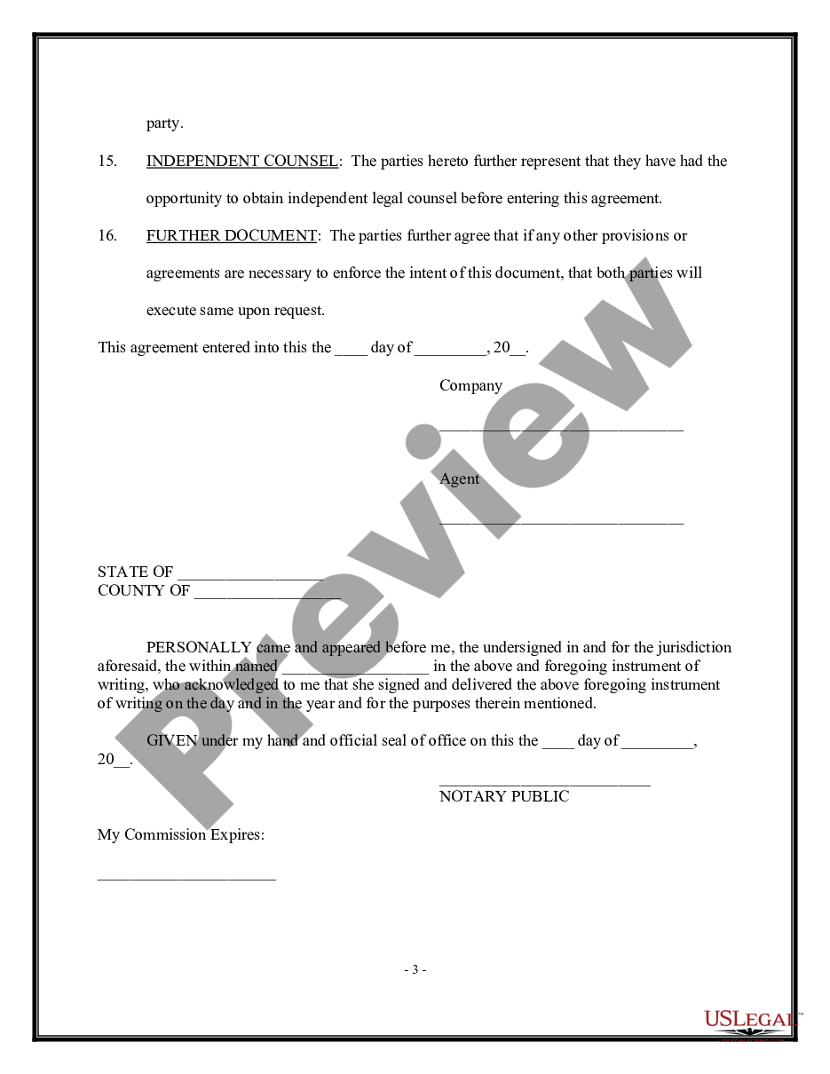 page 2 Agency Agreement - General preview