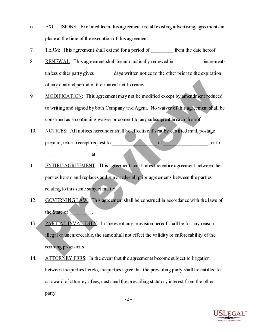 Preview Agency Agreement - General