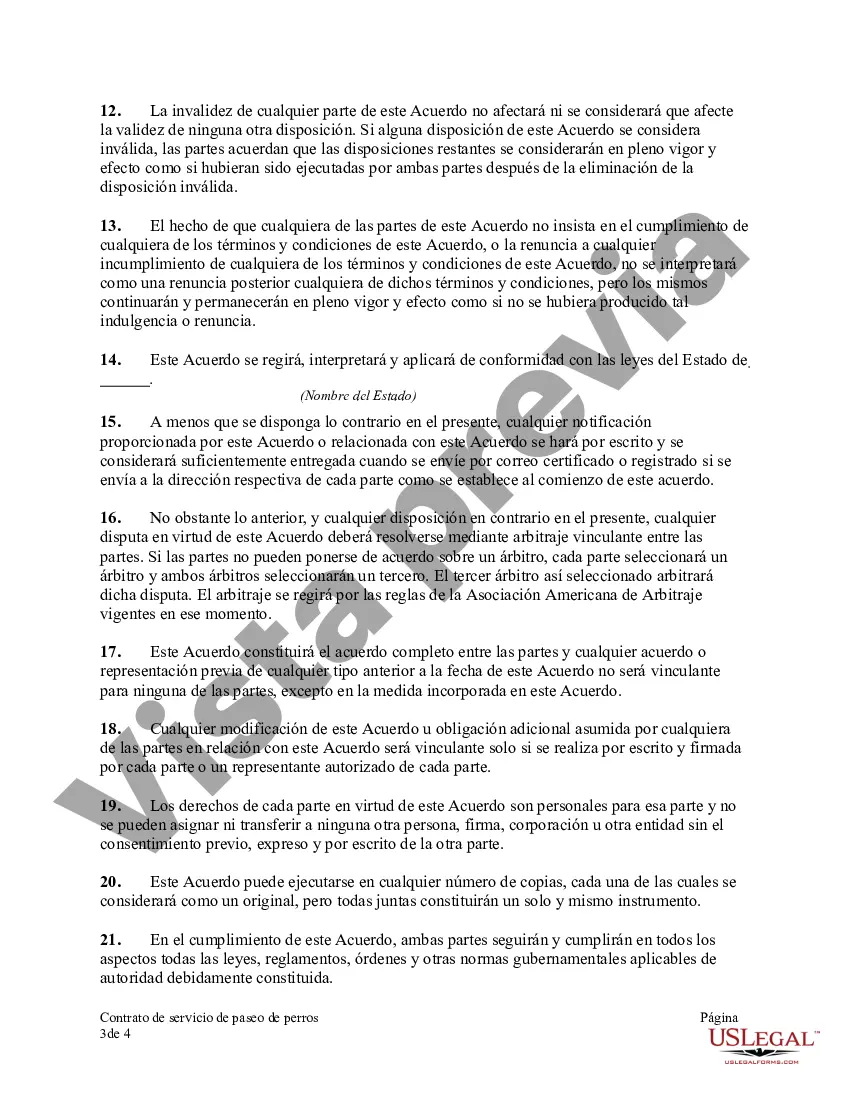 Preview Acuerdo de servicio de paseo de perros