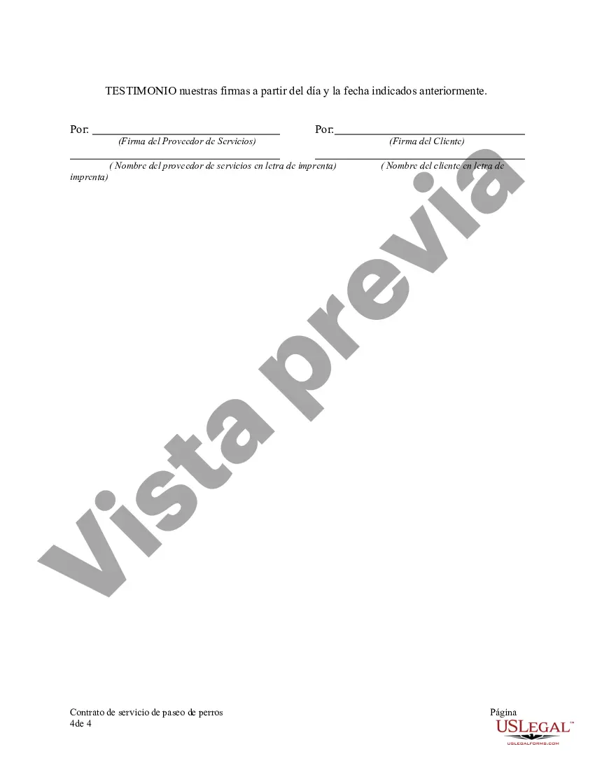 Preview Acuerdo de servicio de paseo de perros