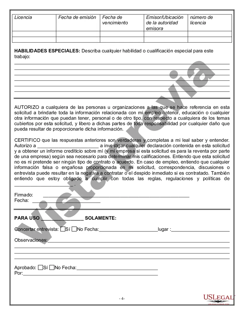 Preview Solicitud de empleo para dentista