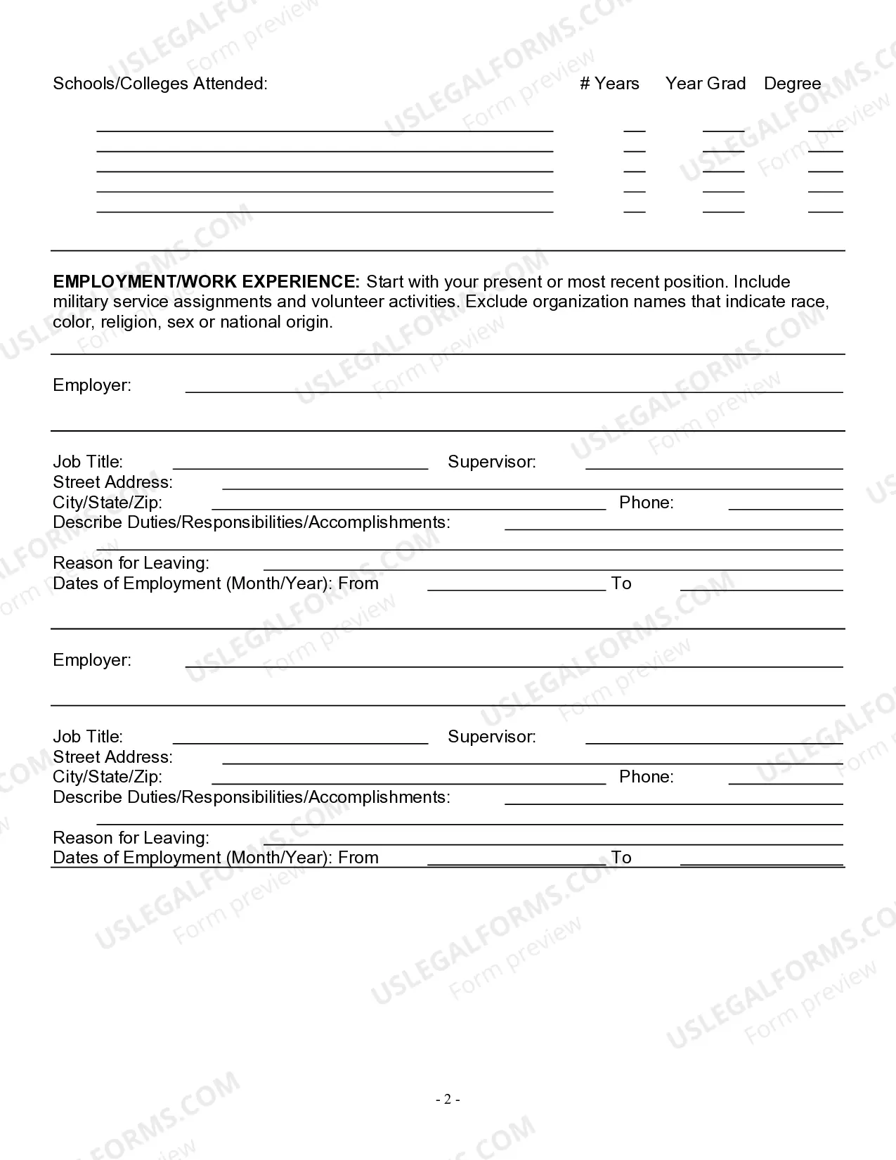 Preview Employment Application for Police Officer