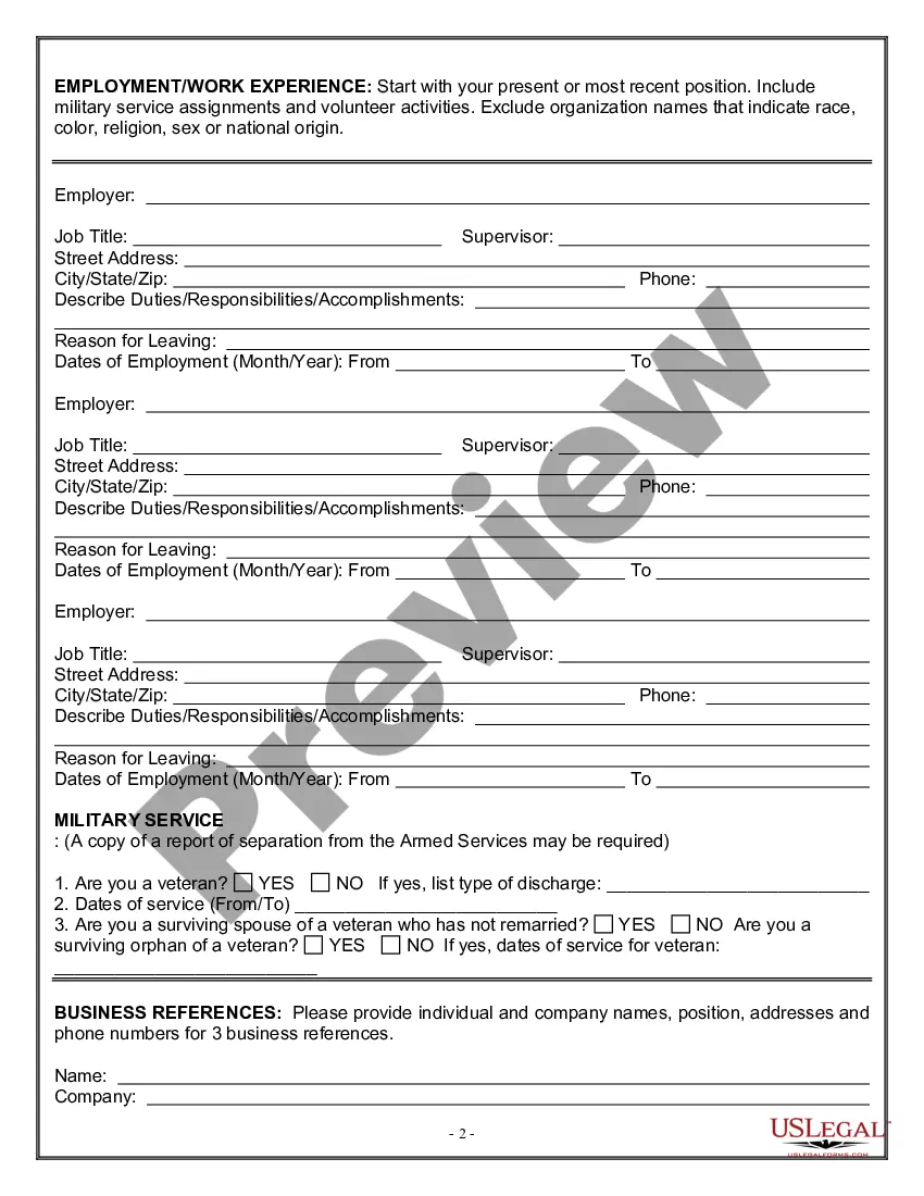 Employment Application for Taxi Driver - Sex Contract | US Legal Forms