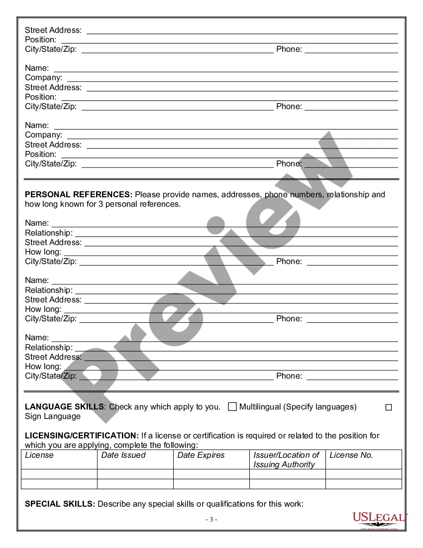 Employment Application for Taxi Driver - Sex Contract | US Legal Forms