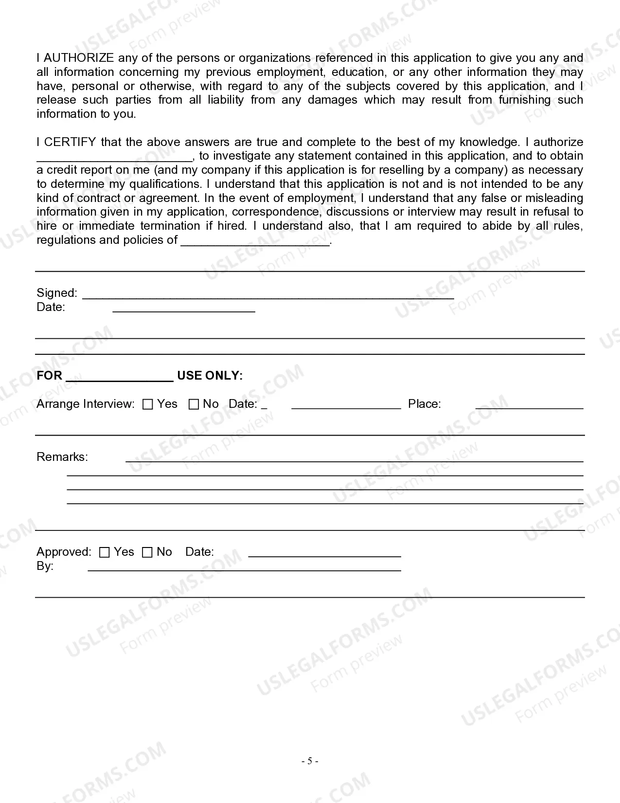 Preview Employment Application for Veterinarian