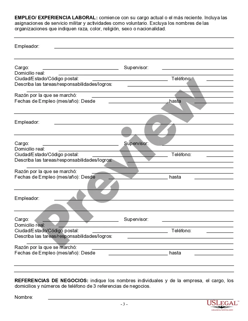 Get Solicitud de Empleo - Employment Application Preview Solicitud de Empleo - Employment Application