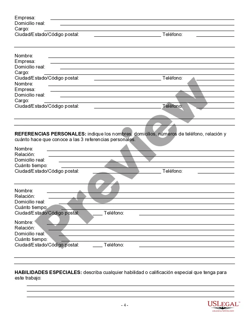 Get Solicitud de Empleo - Employment Application Preview Solicitud de Empleo - Employment Application